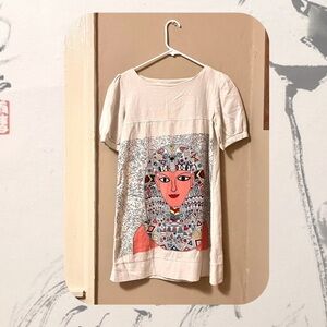 🇿🇦 vintage handmade Egyptian short sleeved geometric tunic top